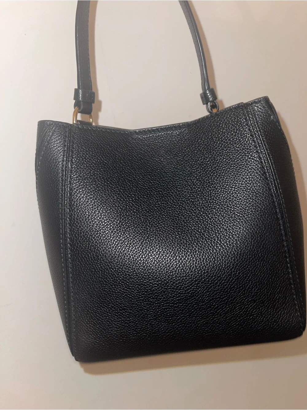 Tory Burch black Megraw leather small bucket bag